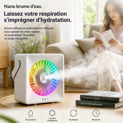 Ventilateur de Bureau Humidificateur avec Brumisation Portable