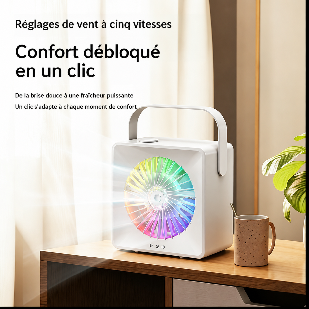 Ventilateur de Bureau Humidificateur avec Brumisation Portable
