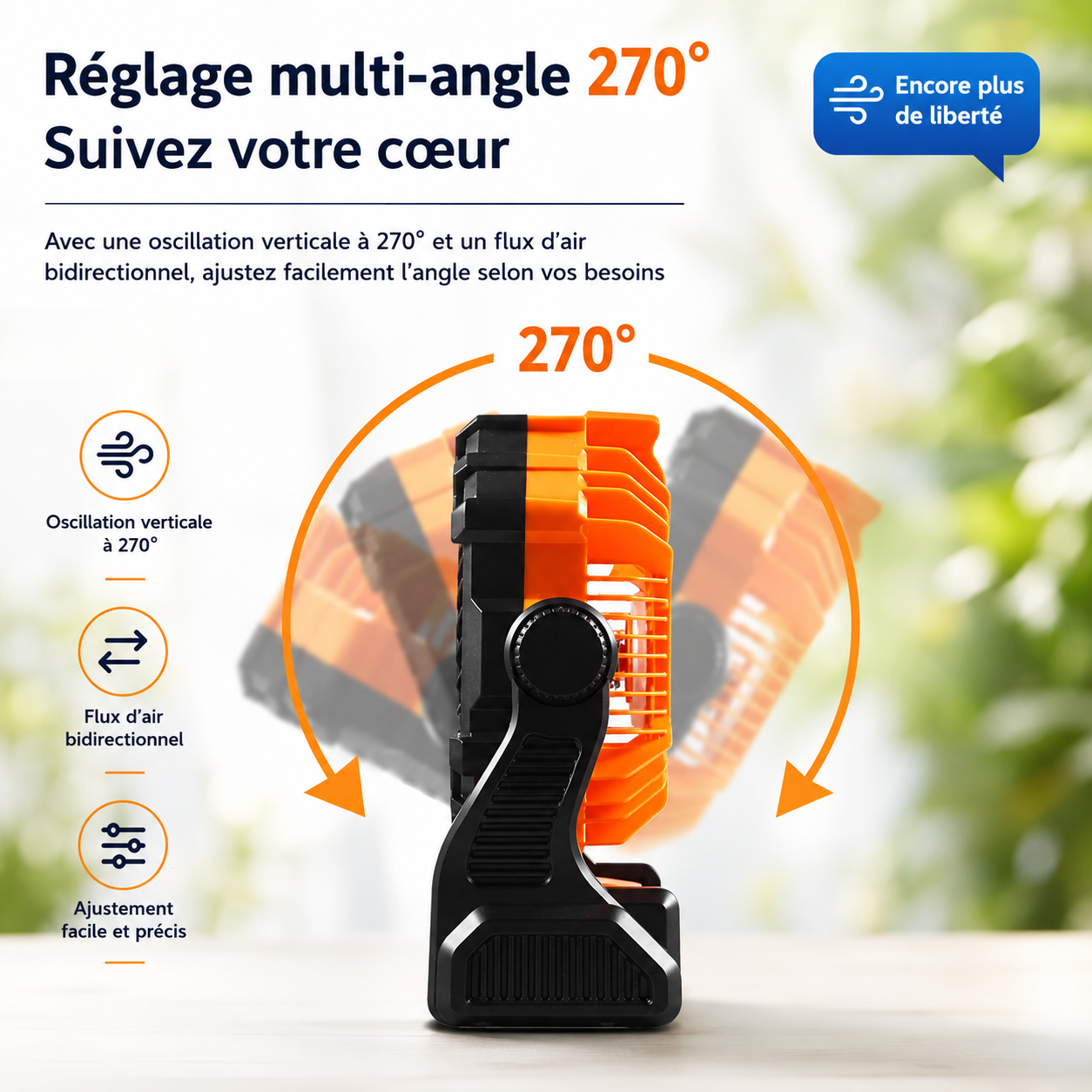 Ventilateur Rechargeable Multifonction pour Camping avec Diffuseur Anti-Moustique