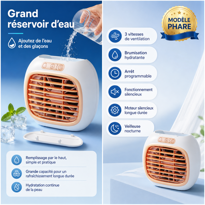 Mini Climatiseur Ventilateur de Bureau avec Brumisation