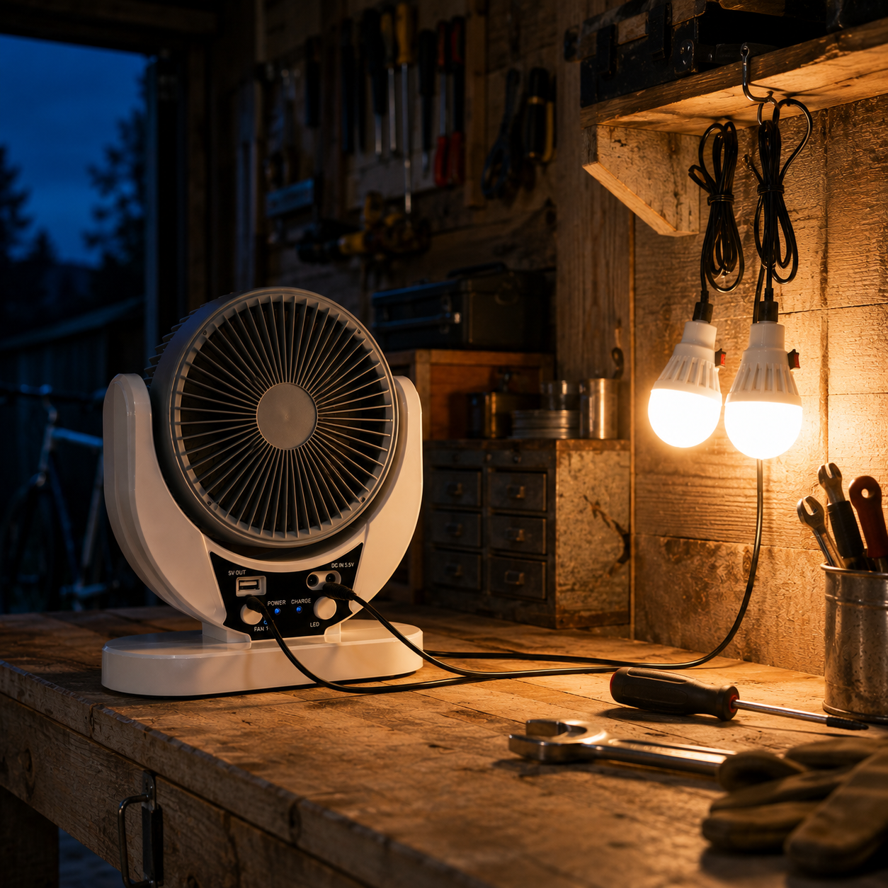 Ventilateur d'Urgence Solaire Rechargeable avec Éclairage LED