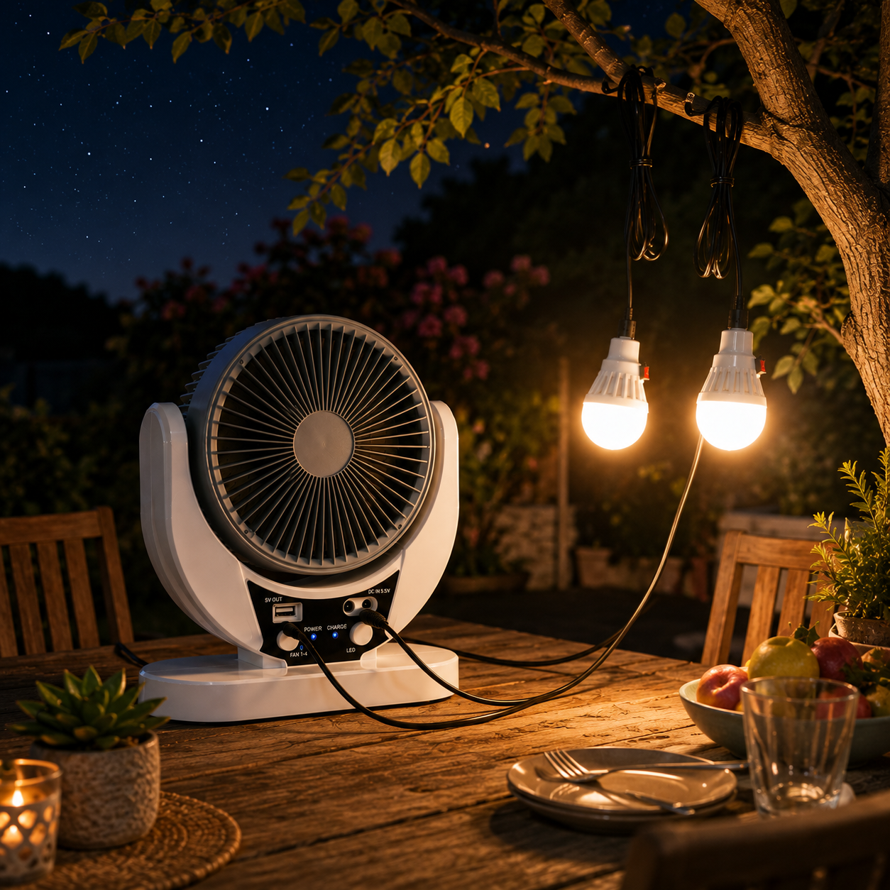 Ventilateur d'Urgence Solaire Rechargeable avec Éclairage LED