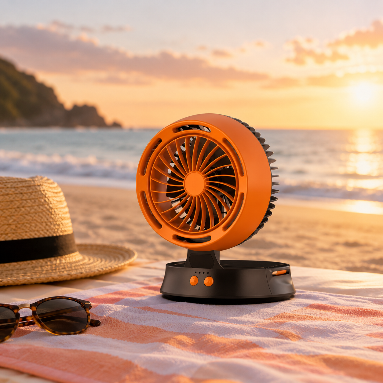 Ventilateur Solaire Vertical de Camping avec Éclairage Silencieux