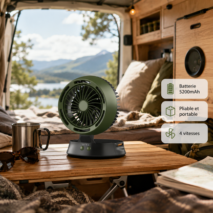 Ventilateur Solaire Vertical de Camping avec Éclairage Silencieux