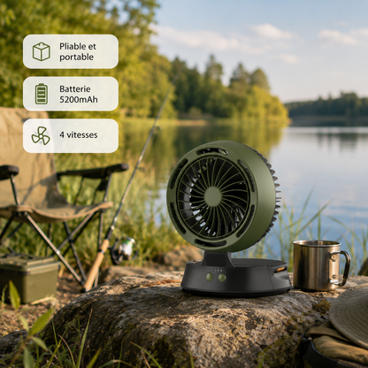 Ventilateur Solaire Vertical de Camping avec Éclairage Silencieux