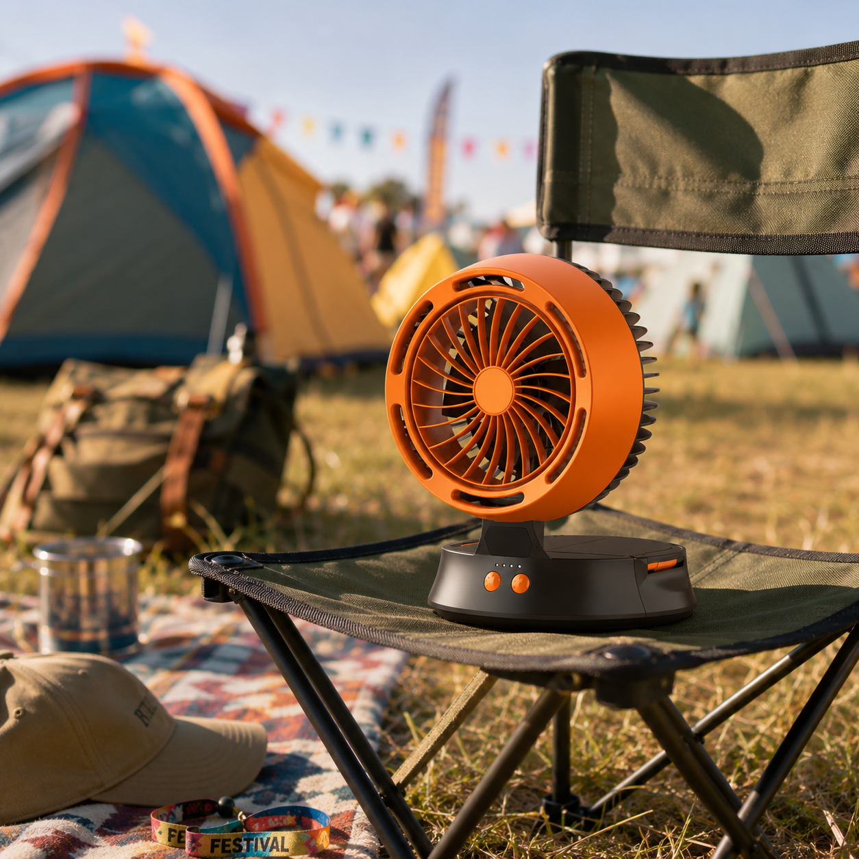 Ventilateur Solaire Vertical de Camping avec Éclairage Silencieux