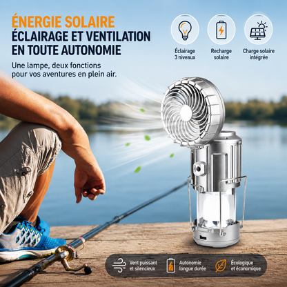 Ventilateur Solaire Étanche pour Camping, Randonnée et Barbecue