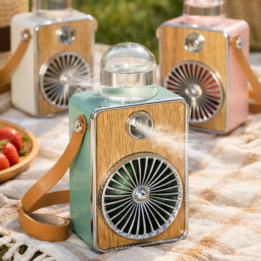 Ventilateur Rétro Vintage avec Brumisation, Portable USB