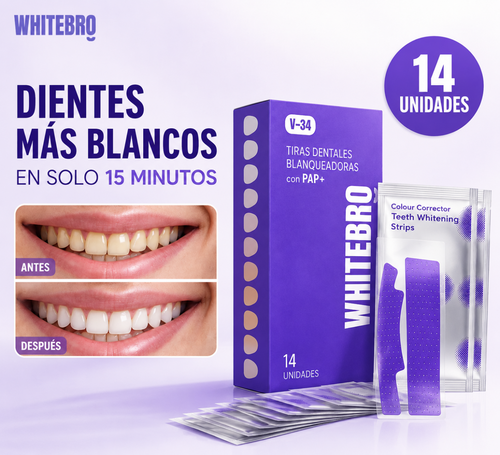 Tiras Blanqueadoras V34 (14 usos) 🦷✨