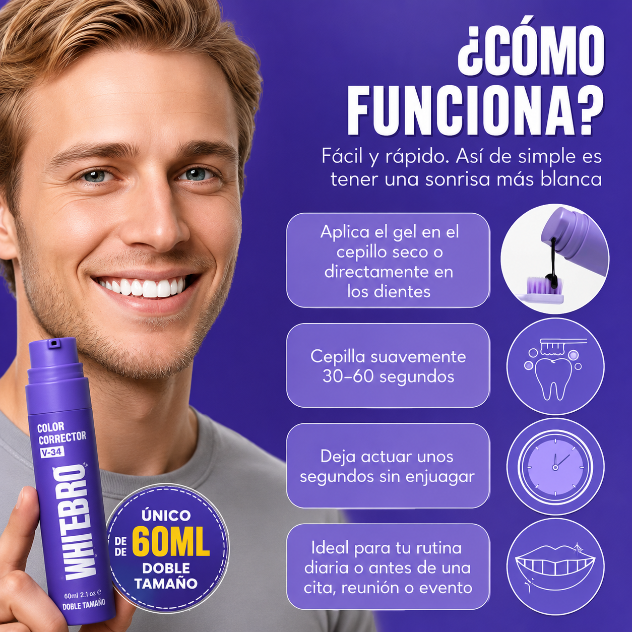 Blanqueador Dental V34 Whitebro 60ml