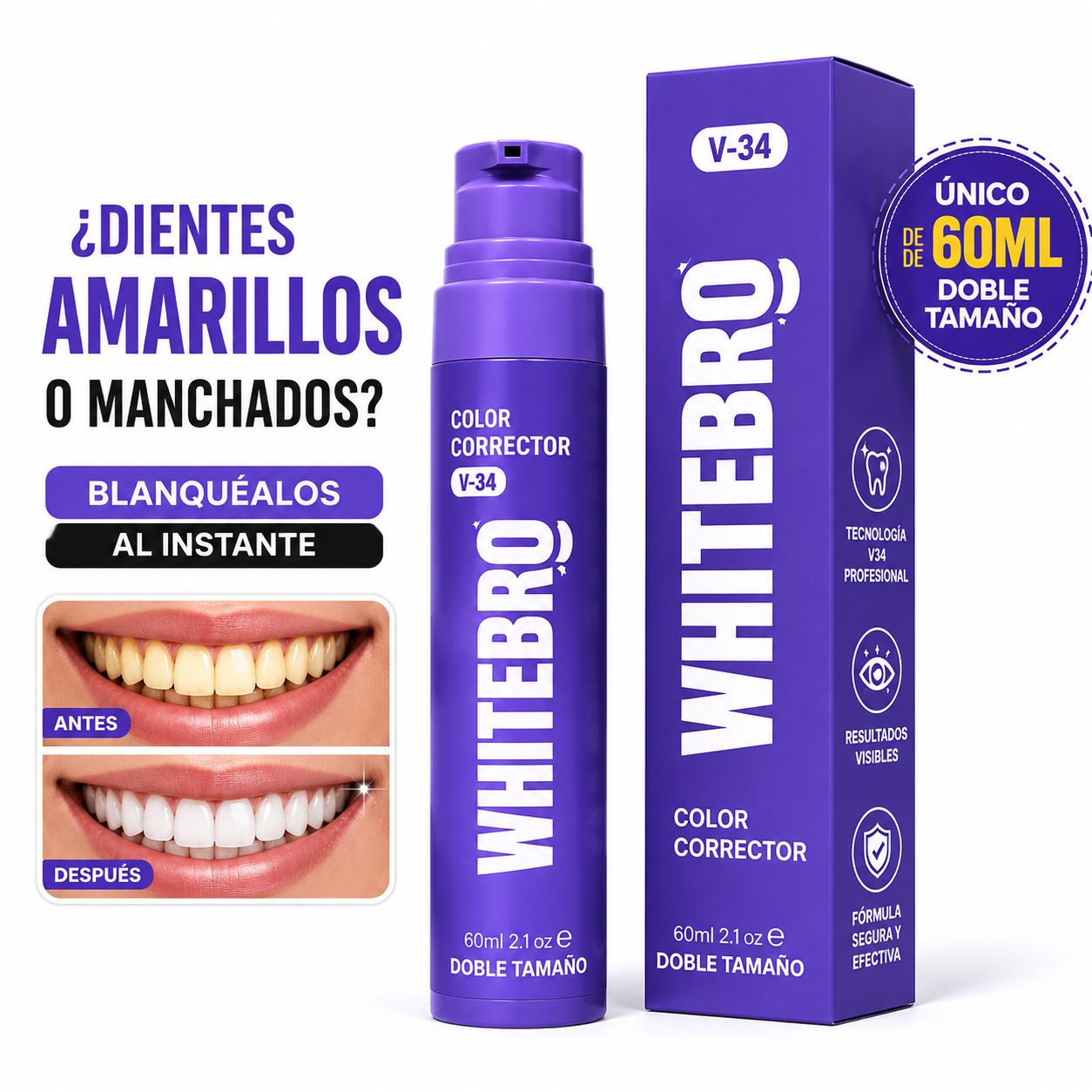 Blanqueador Dental V34 Whitebro 60ml