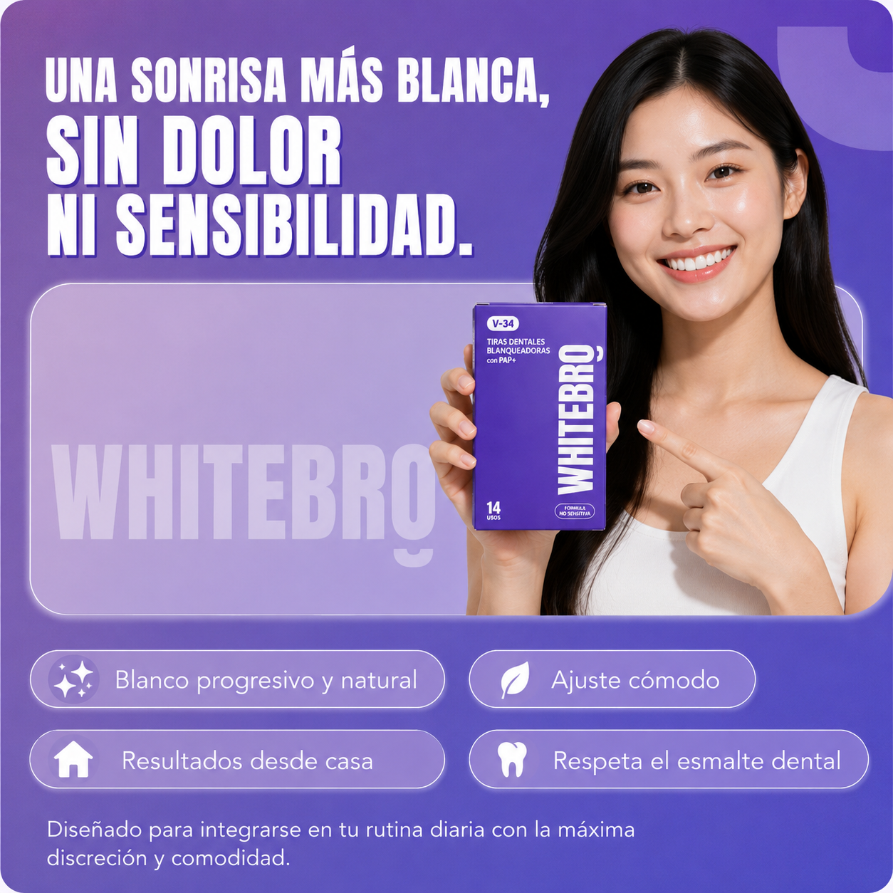 Tiras Blanqueadoras V34 (14 usos) 🦷✨